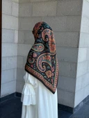 Pamuklu Flora Desen Eşarp-Karma - 4