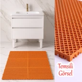Plastik Karo Banyo Wc Lavabo Tuvalet Zemin Izgarası 30x30 cm Turuncu Renk 6 Adet Kaydırmaz Izgara - 7