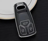 Audi A6 A5 Q7 S4 S5 S7 A4 B9 A41 4m 8W Q5 Tt Tts Rs 8s Anahtar Koruma Kılıfı Siyah/Gümüş thumbnail 1