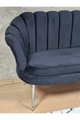 İkili İstiridye Krom Kaplama Sivriltme Ayak Çay Seti Koltuk İkili Berjer , İkili Berjer Koltuk Siyah Renk 110 x 48 Boyut/Ebat thumbnail 4