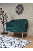 İkili İstiridye Gold Kaplama Sivriltme Ayak Çay Seti Koltuk İkili Berjer , İkili Berjer Koltuk Yeşil Renk 110 x 48 Boyut/Ebat thumbnail 3