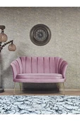 İkili İstiridye Gold Kaplama Telli Ayak Çay Seti Koltuk Tekli Berjer , İkili Berjer Koltuk Pembe Renk 110 x 48 Boyut/Ebat thumbnail 1