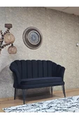 İkili İstiridye Siyah Boyalı Telli Ayak Çay Seti Koltuk Tekli Berjer , İkili Berjer Koltuk Siyah Renk 110 x 48 Boyut/Ebat thumbnail 2