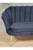 İkili İstiridye Gold Kaplama Sivriltme Ayak Çay Seti Koltuk İkili Berjer , İkili Berjer Koltuk Siyah Renk 110 x 48 Boyut/Ebat thumbnail 4