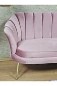 İkili İstiridye Gold Kaplama Sivriltme Ayak Çay Seti Koltuk İkili Berjer , İkili Berjer Koltuk Pembe Renk 110 x 48 Boyut/Ebat thumbnail 4