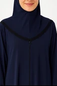 Kendinden Örtülü Fermuarlı Namaz Elbisesi – Lacivert - 8