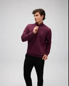 Ellesse EM580-BRD Erkek Yarım Fermuarlı Bordo Sweat - 1