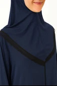 Kendinden Örtülü Fermuarlı Namaz Elbisesi – Lacivert - 10