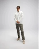 Ellesse EM580-OF Erkek Yarım Fermuarlı Beyaz Sweat - 1