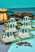 Cooker 90 ml Porselen 6'lı Kahve Fincanı Seti - Şık Tasarım Altın Yaldızlı Modern Fincan Takımı thumbnail 4