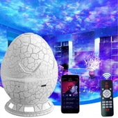 Çatlak Dinozor Yumurtası Tasarımlı Projektörlü Gece Lambası Bluetooth Özellikli - 1