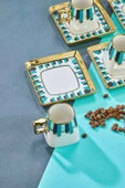 Cooker 90 ml Porselen 6'lı Kahve Fincanı Seti - Şık Tasarım Altın Yaldızlı Modern Fincan Takımı thumbnail 6