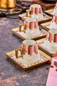 Cooker 90 ml Porselen 6'lı Kahve Fincanı Seti - Şık Tasarım Altın Yaldızlı Modern Fincan Takımı thumbnail 7