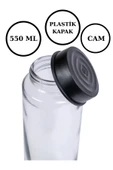Cam Matara 550 ml – Ölçülü Su Şişesi, Plastik Kapaklı Sağlıklı Cam Su Şişesi - 1
