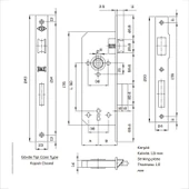 Oda İç Kapı Kilidi Köşeli 40 mm 1 Anahtarlı Dayanıklı Metal Gövde Ahşap Kapılar İçin Gömme Kilit thumbnail 2