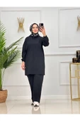 Kadın 2'li Tunik Pantolon Takım, Kapüşonlu Sweat Tunik,Pantolon Set - 1