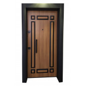 Tezwood 1541 Statik Boyalı Ahşap Desenli Kabartma Model Çelik Kapı, Daire Kapısı, Villa Kapısı - 1