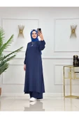2'Li Kadın Tunikli Pantolon Takımı, Bilek Boy Elbise Tunik Pantolon - 10