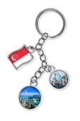 Singapur Üçlü Epoksi Metal Çift Taraflı Damla Anahtarlık Singapore thumbnail 4