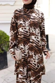 Kadın Tesettür 2'Li Leopar Takım Tunik & Pantolon - 6