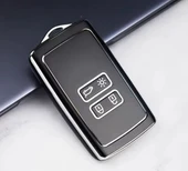 Renault Rafale Clio 5 Zoe Megane E-tech Koleos Austral Kadjar Captur Zoe Anahtar Kılıfı Siyah Gümüş thumbnail 1