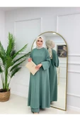 Kadın Tesettür 2'Li Takım Ferace Formunda Tunik & Pantolon - 6