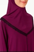 Kendinden Örtülü Fermuarlı Namaz Elbisesi – Mor - 8