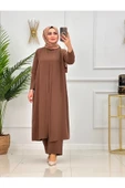 Kadın Tesettür 3'Lü Takım, İçlik Tunik & Pantolon & Abaya - 1