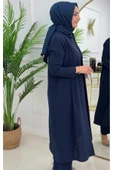 Kadın Tesettür 3'Lü Takım, İçlik Tunik & Pantolon & Abaya - 11