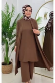 Kadın Tesettür 3'Lü Takım, İçlik Tunik & Pantolon & Abaya - 3