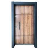 Tezwood 11532 Statik Boyalı Ahşap Desenli Düz Model Çelik Kapı, Daire Kapısı, Villa Kapısı - 1