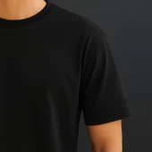 Erkek Basic Oversize Double Face Kumaş Kısa Kollu Tshirt thumbnail 4