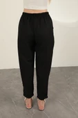 Sofia Keten Duble Paça Kadın Pantolon-Siyah thumbnail 2