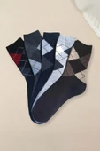 Hitit Socks Erkek 5 Çift Günlük Sıkmayan Boğazlı Terletmez Ekose Desenli Baba Çorabı - 4