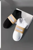 Hitit Socks Kadın 10 Çift Premium Kalite Yüksek Pamuklu Nefes Alan Patik Çorap Siyah-Beyaz - 2
