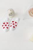 Hitit Socks Kadın 5 Çift Premium Kalite Mini Kalp Desenli Görünmez Çorap - 4