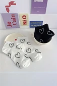 Hitit Socks Kadın 4 Çift Premium Kalite Kalp Desenli Patik Çorap Çok Renkli thumbnail 5