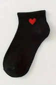 Hitit Socks Kadın 8 Çift Pamuklu Günlük Kullanım İçin Kalp Desenli Kısa Patik Çorap Siyah - 2