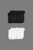 Hitit Socks Hitit Sock Erkek 10 Çift Premium Kalite Pamuklu Düz Patik Siyah Beyaz - 4