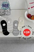 Hitit Socks Kadın 4 Çift Premium Kalite Kelebek Desenli Babet Çorap - 1