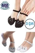 Hitit Socks Kadın 3 Çift Premium Kalite Kedi Desenli Tül Şeffaf Çorap Çok Renkli - 1