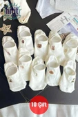 Hitit Socks Kadın 10 Çift Premium Çiçek ve Hayvan Desenli Görünmez Babet Çorap Şeker Beyazı - 2