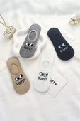 Hitit Socks Kadın 4 Çift Premium Kalite Şaşkın Göz Temalı Babet Çorap thumbnail 4
