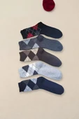 Hitit Socks Erkek 5 Çift Günlük Sıkmayan Boğazlı Terletmez Ekose Desenli Baba Çorabı - 3