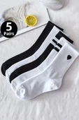 Hitit Socks Unisex 5 Çift Premium Kalite Desenli Tenis Soket - 2