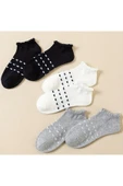 Hitit Socks Kadın 3 Çift Premium Kalite Kalp Desenli Volanlı Patik Karışık Renkli - 3