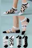 Hitit Socks Kadın 5 Çift İnek Desenli Tül Çorap Beyaz - 1