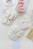 Hitit Socks Kadın 10 Çift Premium Çiçek ve Hayvan Desenli Görünmez Babet Çorap Şeker Beyazı - 4