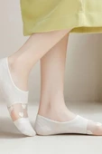 Hitit Socks Kadın 5 Çift Premium Kalite Kalp Desenli Tül Çorap Beyaz - 4