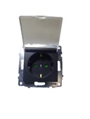 Ovivo Metalik Siyah Kapaklı Topraklı Priz Çocuk Korumalı Çerçevesiz - 1